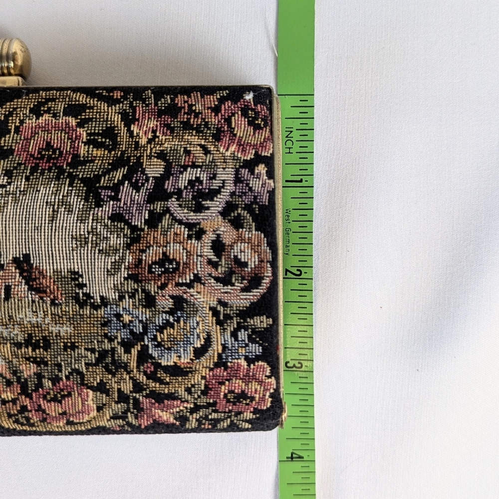 Vintage Armando del Storti Needlepoint Tapestry Clutch Italian Windmill Brass - Picture 8 of 9